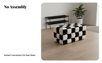 Nordic Design Checkerboard Cube Pouf Multi-Purpose Ottoman Sturdy Footstool Lightweight for Interior Design Enthusiasts, Young Adults, Gift Givers, Living Room, Entryway, Bedroom, Lounge