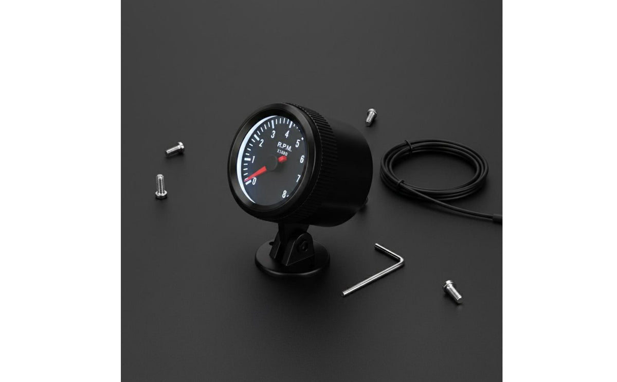 Black Face 0-8000 RPM Tachometer 12V Rev Meter
