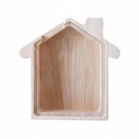 Natural Wood Wooden House Piggy Bank Great Gift Decorative Wooden Currency Bank Large Capacity Transparent Currency Box for Nursery, Desktop