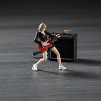 Realistic Design 1:64 Scale Female Figure Finely Detailed Guitar Girl Figurine Hand-Painted Miniature Musician Model for Hobbyists, Dioramas, Sand Tables