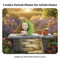 Resin Girl Holding Heart Vase Indoor Outdoor Use Girl Head Planter Creative Design Resin Head Planter for Gardeners, Women, Balcony, Desktop, Tabletop