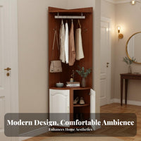Space-Saving Design Corner Hall Tree Multi-Functional Corner Hall Tree with Shelves Integrated Hooks Entryway Organizer Freestanding for Apartment Dwellers, Families, Homeowners, Hallway, Bedroom, Mudroom, Living Room