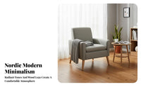 Nordic Design Upholstered Accent Chair Minimalist Design Upholstered Armchair Soft Cushion Single Sofa Comfortable Backrest for Apartment Dwellers, Homeowners, Readers, Living Room, Bedroom, Reading Nook, Balcony