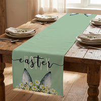 Easter Table Runner Soft Textile Linen Blend Table Runner Machine Washable House Decoration for Party Hosts, Homeowners, Kitchen