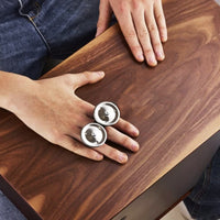 Hardwood Body Finger-Mounted Tambourine Metal Jingling Discs Finger Jingle Tambourine Black Finish Hand Percussion Elastic Strap