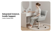 Height Adjustable Upholstered rotate Armchair Ergonomic Design Cat Ear Computer Chair Cute Aesthetic Home Seating fluid Rolling Casters for gaming enthusiasts, Students, Remote Workers, Bedroom, Dorm Room, Makeup Vanity, leisure corner