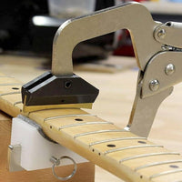 Quick Release Lever Handheld Fret Press Adjustable Neck Support Radius Fret Press Kit Steel Construction Handheld Fretting Tool Interchangeable Cauls for Luthiers, String Instrument Maintenance