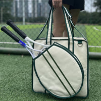Large Capacity Tennis Bag Multi-Purpose Badminton Racket Bag Portable Canvas Tennis Tote Hand Carry for Travel