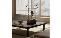 Pagoda Tabletop Water Feature Decorative Water Feature with Fishes Pendant Indoor Ornament for Desk, Study