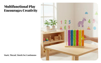 Sturdy Wood Child-Centered Stringing Beads Set Develops Fine Movement Skills Lacing and Stacking Blocks Hand-Eye Coordination