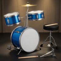 Beginner Drum Set Padded Junior Drum Kit Easy to Assemble Complete Beginner Package for Youngsters, Beginners, Home Practice
