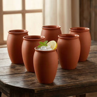 6 Pieces Terracotta-Brown Cantarito Cup Dishwasher Safe Cup Sturdy Drinking Cups Rustic for Hosts, Bartenders, Home Establishments, Parties, Everyday Use