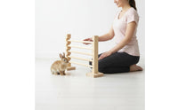 Natural Wood Wooden Bunny Jump Bar Tool-Effortless Assembly Adjustable Rabbit Hurdle Sturdy & Long-Lasting Small Pet Training Jump Promotes Healthy Exercise for Beginners, Indoor