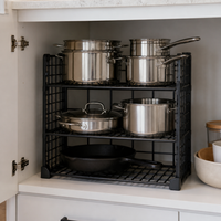 Under-Sink Pot and Pan Organizer Rack for Kitchen Cabinet Storage