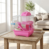 Large Hamster Cage and Villa, Two Level Rectangular Hamster House with Deep Base and Iron Wire Mesh, Habitat for Small Little Friends
