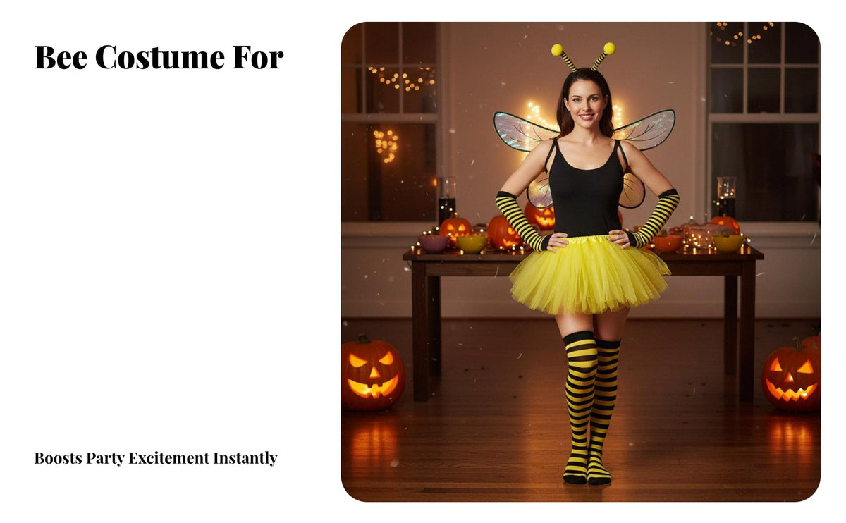 5 Pieces Bee Costume Set Cute Bumblebee Costume Lightweight Tulle Skirt and Wing Attachments Set for Adults, Women, Character Costume Events