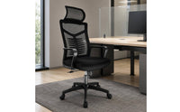 Mesh Office Chair Padded Seat Ergonomic High Back Chair Matte Black Workspace Seating for Students