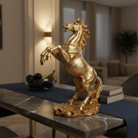 Desktop Horse Ornament Gold Foil Finish Rearing Horse Statue for Living Room