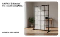 Iron Art Partition Wall Drill Standing Room Separate R No Required Metal Frame Separate R with Curtain for Renters, Bedroom, Shared Areas