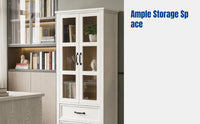 Hardwood Display Cabinet, Glass Door Storage, Modern Minimalist Wall-Mounted Shelving for Living Room