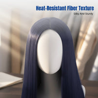 Cosplay Wig, Long Straight Black Hair, Middle Part, High Temperature Fiber, Unisex, Multiple Colors