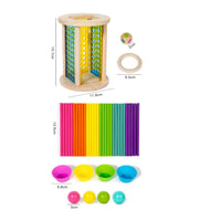 Colorful Wooden Stick-Pulling Game Multicolored Wooden Tabletop Game Perforated Balancing Stick Toy Compact for Children