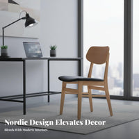 Padded Seat Upholstered Wood Frame Chair Modern Minimalist Design Upholstered Wooden Chair Japanese aesthetic Seating Furniture Ergonomic spine supportrest for Interior Decorators, Homeowners, Families, Dining Room, Home Office, Kitchen, Restaurant