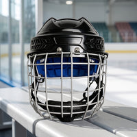 Hockey Helmet with Face Guard Cage Impact-Absorbing Full Face Hockey Helmet Hard Shell for Skaters, Rink