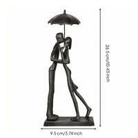 Integrated Base Cast Iron Couple Statue Sculptural Decorative Desk Statue Artisanal Couple Figurine Indoor Display for Shelf