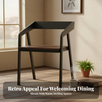 With Backrest Wrought Iron Dining Chair Minimalist Design Metal Dining Chair Sturdy and Long-Lasting Metal Frame Armchair Heavy-Duty for Cafe Owners, Homeowners, Restaurant, Cafe, Kitchen, Office