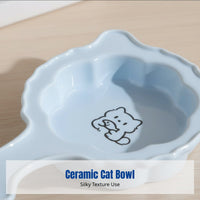 Ceramic Cat Bowl with Handle, Cartoon Pet Food Dish, Non-Slip Base, Cute Feeding Plate, Multi-Color Options