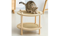 Sturdy Two-Tier Cat Bed Breathable Double-Tier Cat Bed Natural Pet Furniture Long-Lasting for Indoor Cats, Kittens, Living Room, Bedroom