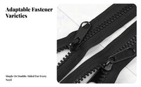 Heavy-Duty No. 10 Double-Slider Zipper Reversible Pull Sewing Supply Long-Lasting Chunky Fastener Effortless Operation for Outdoor Gear Manufacturers, DIY Crafters, Tailors, Tent Construction, Sleeping Bags, Jacket Repair