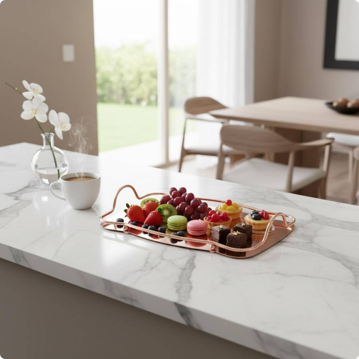 Atmosphere Shape Tray Food Grade Mirror Tray Easy to Clean Accessory for Tea Time
