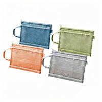 4 Pieces Easy to Sort Transparent Mesh Document Pouch Long-Lasting Material Mesh Zipper File Bag Quick-Drying for Office Workers, School