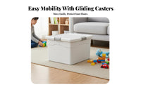 Lidded Pultimatelyic Container with Wheels Large Capacity Storage Container Side Handles Stackable for Homeowners