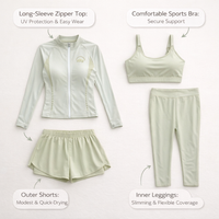 Swimsuits for Women with Padded Bra and Bikini Set, Four Piece Conservative for Older Ladies and Girls