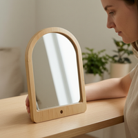 Bird Mirror Stand with Perch for Parrots, Budgies, Cockatiels - Natural Bamboo Hanging Cage Toy