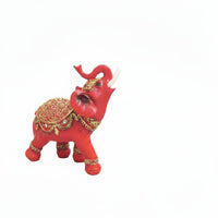 Intricate Gold Detailing Golden Pattern Elephant Statue Resin Craft Vintage Design Elephant Decor Artisanal Look House Decoration Good Luck Charm for Living Room, Office, Entryway