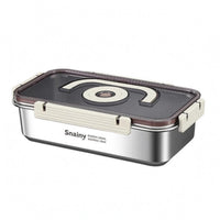 Transparent Lid Stainless Steel Lunch Box Silicone Seal Rectangular Food Box Locking Buckles Sealed Steel Container Foldable Handle for Picnic, Camping, Outdoor, Home