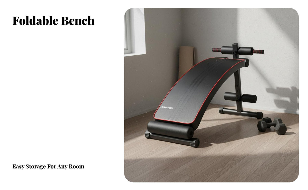 Space Saving Adjustable Weight Bench Stable Structure Foldable Exercise Bench Comfortable Padding Fitness Equipment Heavy Duty for Home, Garage Gym