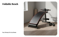 Space Saving Adjustable Weight Bench Stable Structure Foldable Exercise Bench Comfortable Padding Fitness Equipment Heavy Duty for Home, Garage Gym