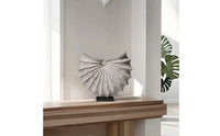Textured Shell Sculpture Modern Sculpture with Base Abstract Ribbed Fan Statue Geometric for Interior Designers, Living Room, Entryway, Office Reception, Mantel