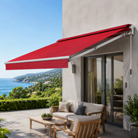 Awning Sun Shade Outdoor Terrace Balcony Reddish Brown Aluminum Alloy Manual Retractable Wall Mounted