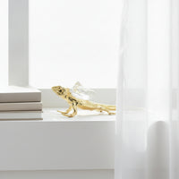 Salamander Ornament with Crystal Decorative Gold Salamander Figurine Realistic Decor for Reptile Lovers, Desk, Office, Study