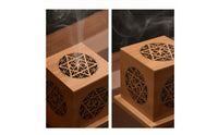 Incense Burner Box Wooden Incense Box with Tray Tabletop Cube-Shaped for Meditation, Tea Table