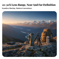50mm Large Objective Lens 10-30x50 Zoom Monocular Tripod Mountable Zoom Monocular Low Light Handheld Bird Watching Tele Mobile Device Compatible for Travelers, Outdoor Adventurer S, Camping, Traveling, Sightseeing