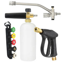 Car Cleaning Kit with Soap Dispenser for Professional Car Wash, Foam Sprayer with 1L Bottle and Foam Lance, Stainless Steel Nozzle with Gloves