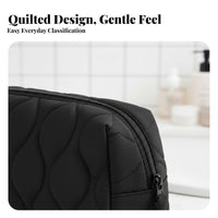 Quilted Cosmetic Case Water-Resistant Quilted Makeup Pouch Portable Padded Cosmetic Case for Jet-Setters, Gift Presenters