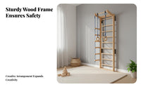 Kids Indoor Climbing Wall Sensory Integration Training Rock Climbing Wall Ladder Solid Wood Construction Wooden European Ladder Set for Kindergarten